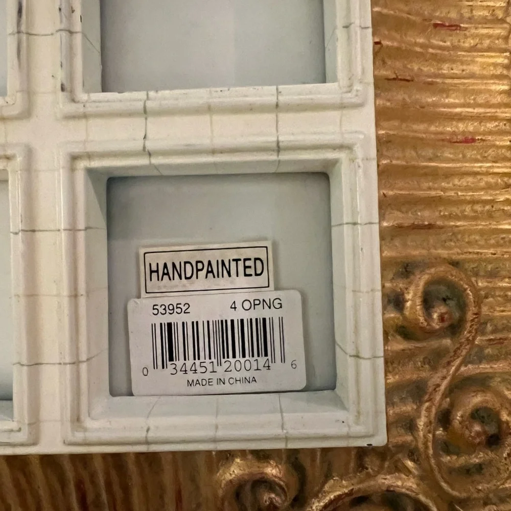 TERRAGRAFICS 90s Vintage Baroque Gold Hand Painted Windowpane Picture Frame